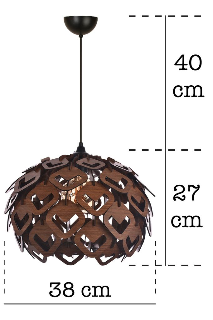 Csillár, fa, lyukas levél alakú elemekből - Butopêa termék 2. képe